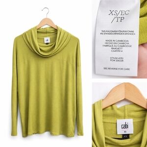 CAbi Chartreuse Green Cowl Neck Long Sleeve Top – Size XS